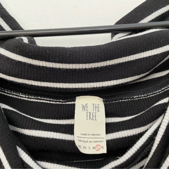 Free People Black and White Off-Shoulder Striped Blouse- L - Picture 11 of 13